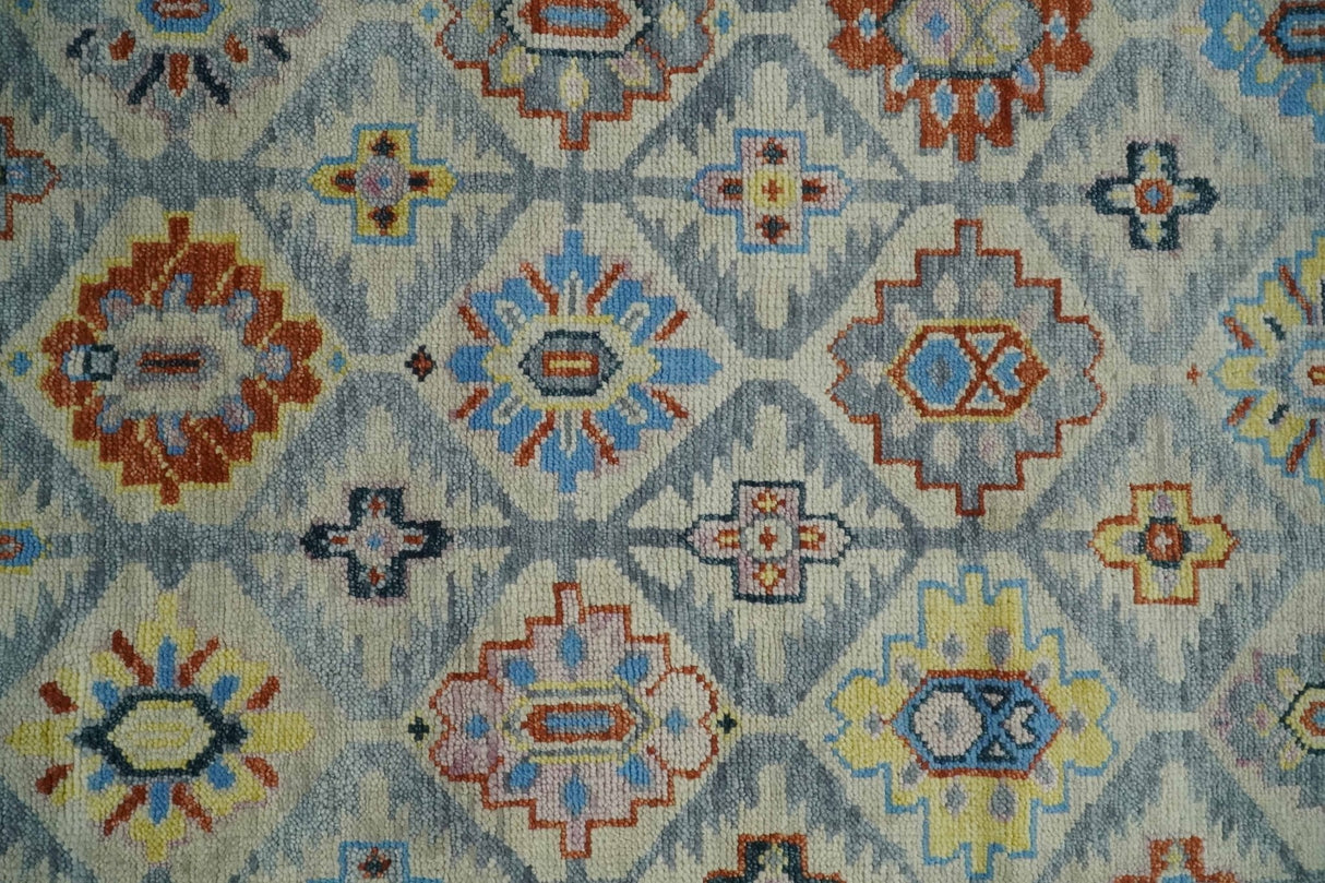 Silver and Mustard Traditional Hand Knotted Custom Made Wool Area Rug