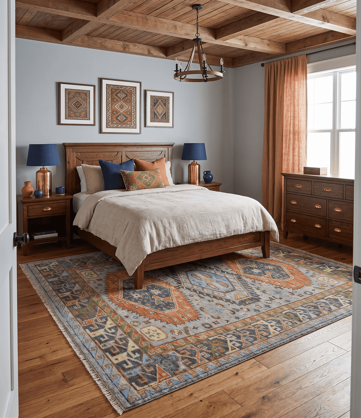 Silver and Rust Oriental Hand Knotted Traditional Living Room Custom made wool Area Rug