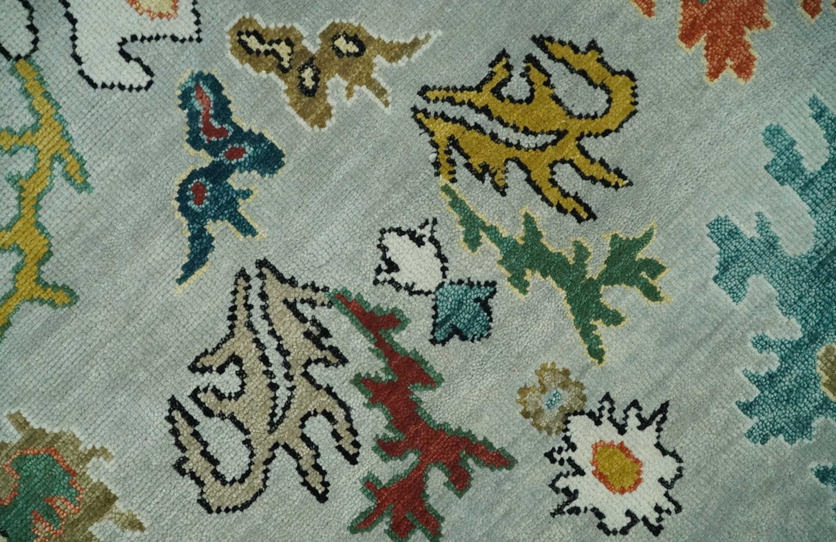 Silver, Ivory and Beige vibrant Colorful Hand knotted Multi Size Traditional Oushak wool Rug