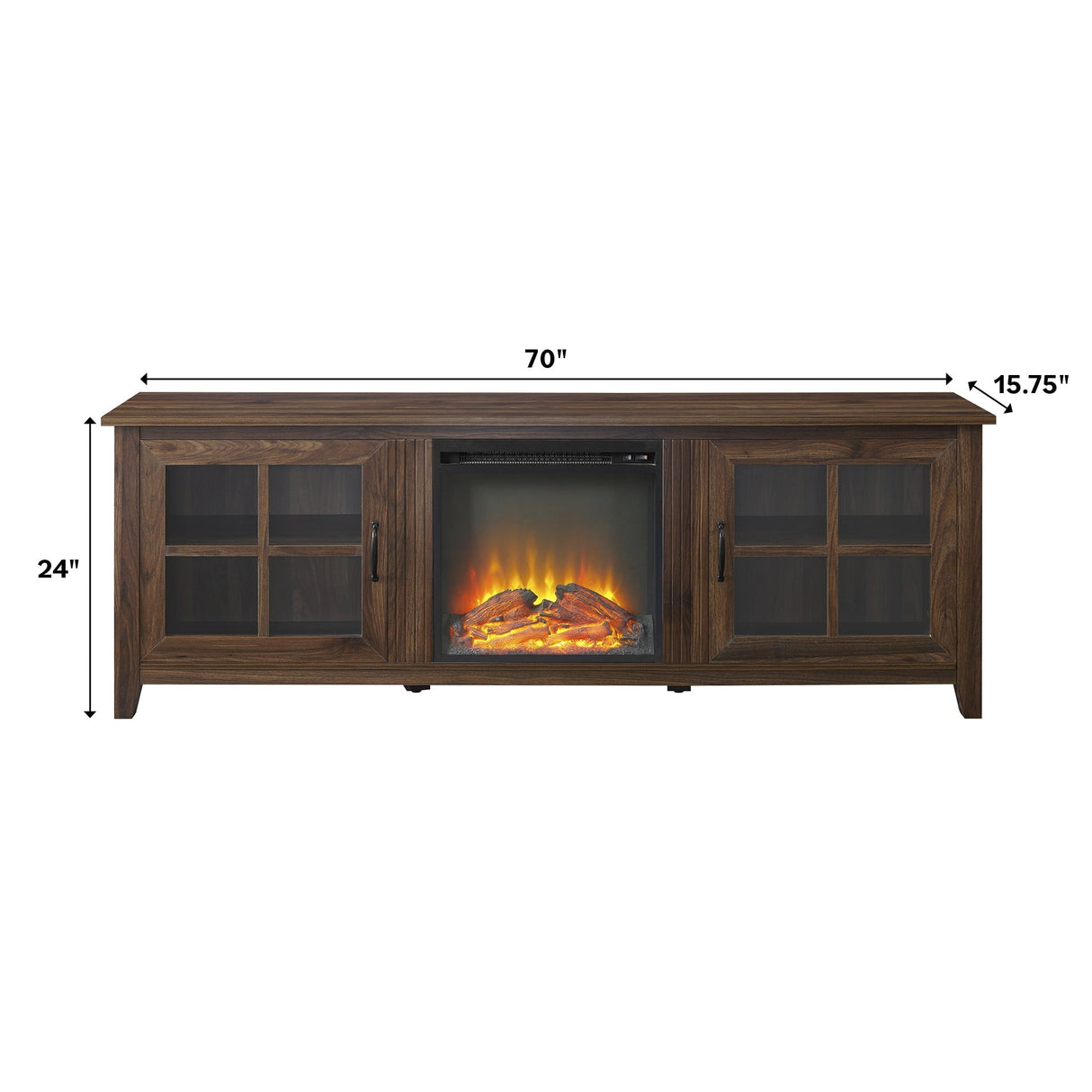 Simple Fireplace Console with Glass Doors-Fireplace-Parc Decor