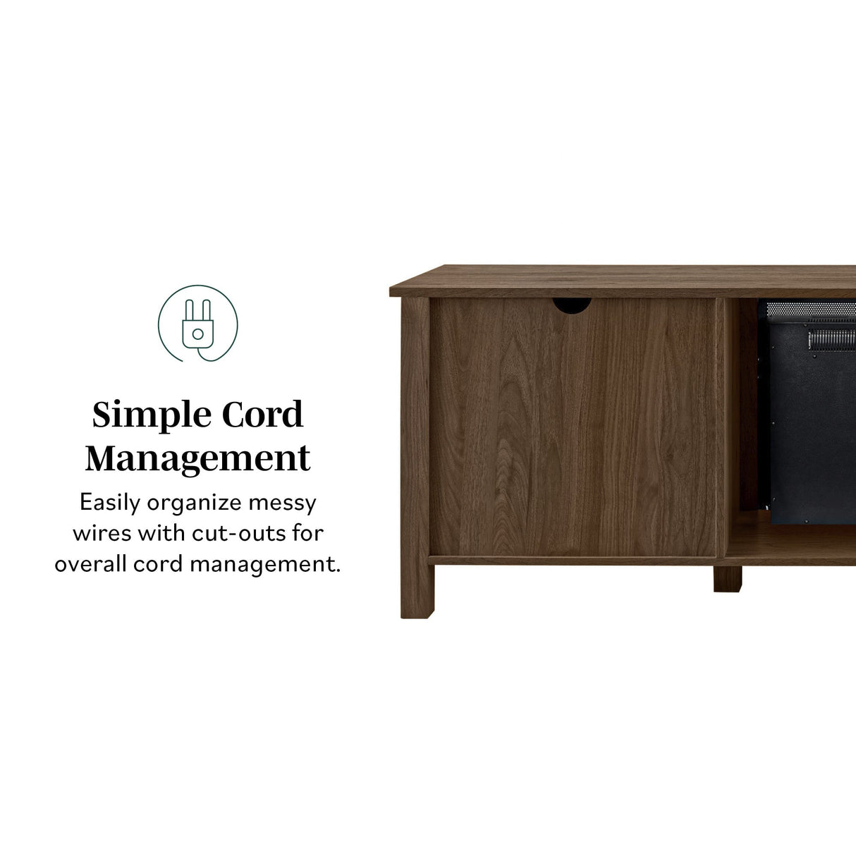 Simple Fireplace Console with Glass Doors-Fireplace-Parc Decor