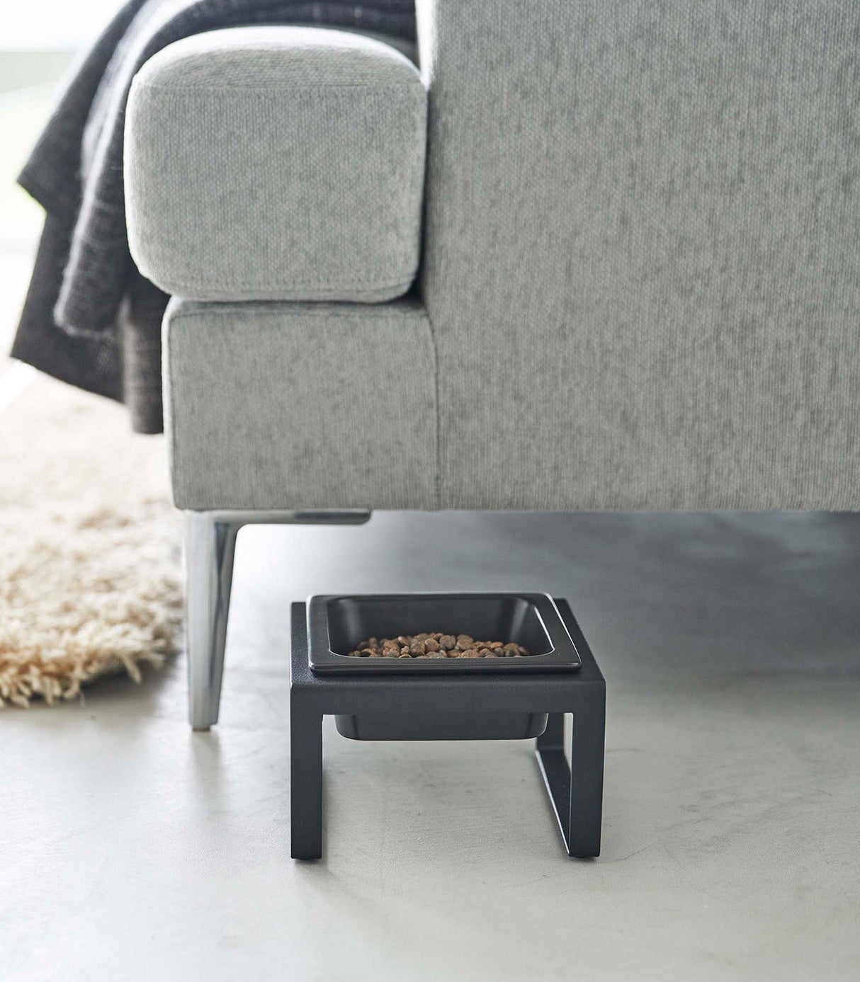 Single Pet Food Bowl - Tall - Steel + Ceramic
