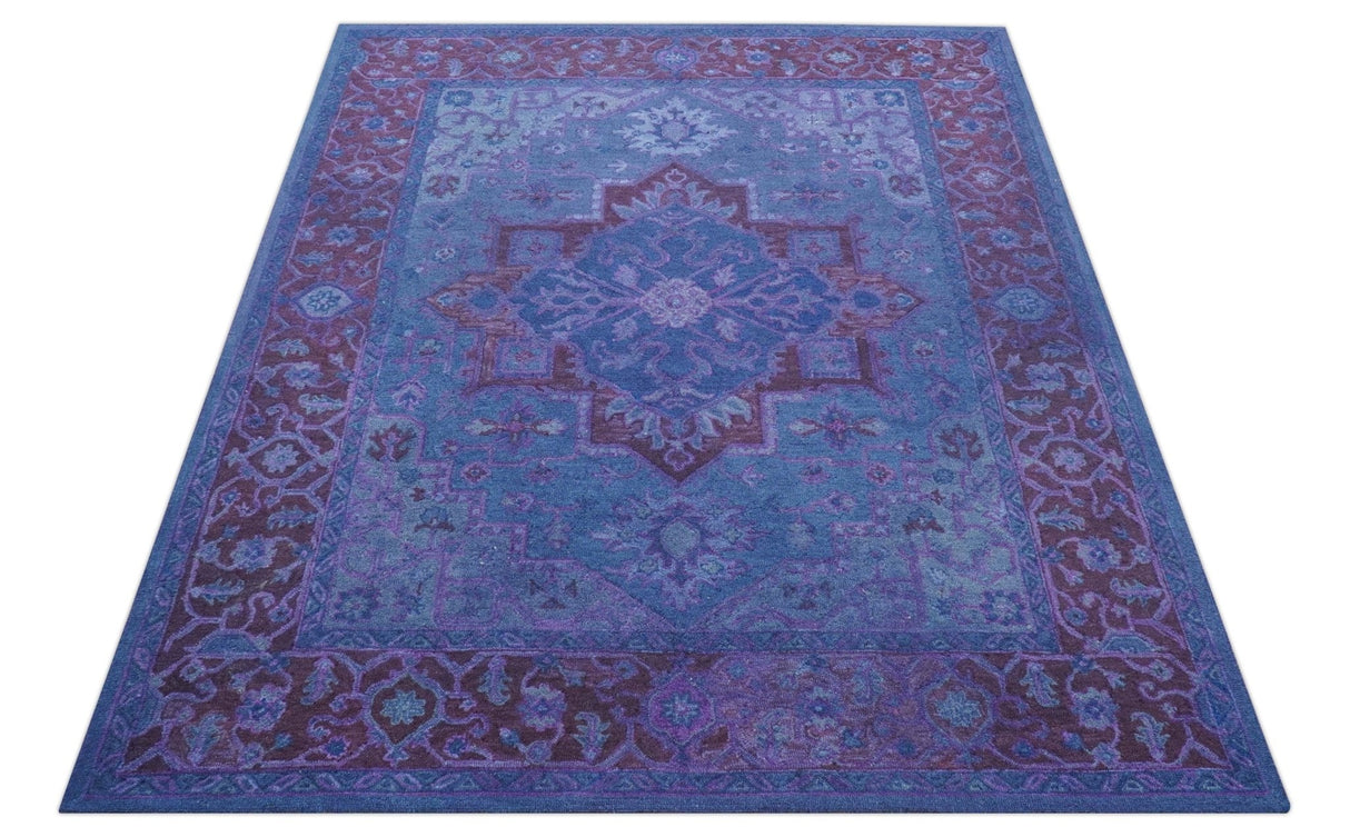 Sky Traditional Design Purple Hand Tufted Overdyed Wool Rug