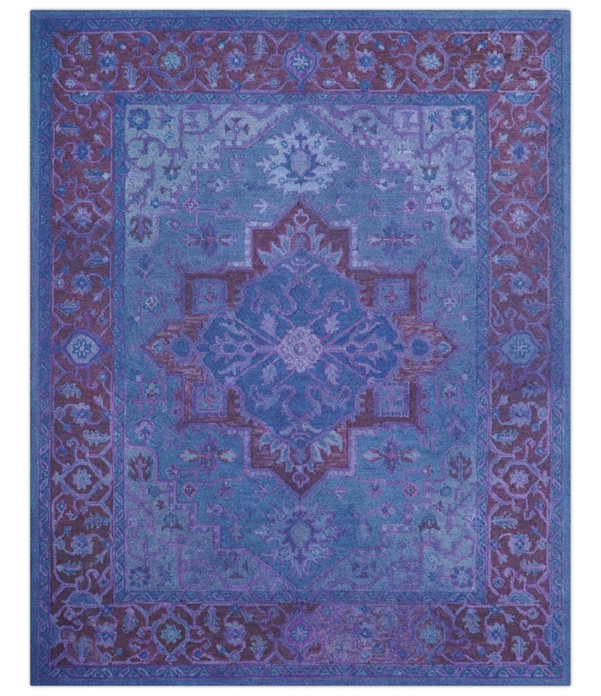 Sky Traditional Design Purple Hand Tufted Overdyed Wool Rug