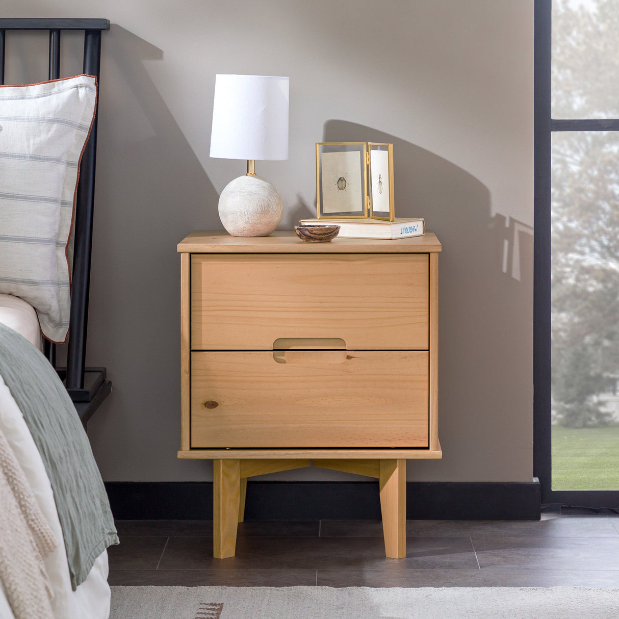 Sloane Mid Century Modern Solid Wood Nightstand-Bedroom-Parc Decor