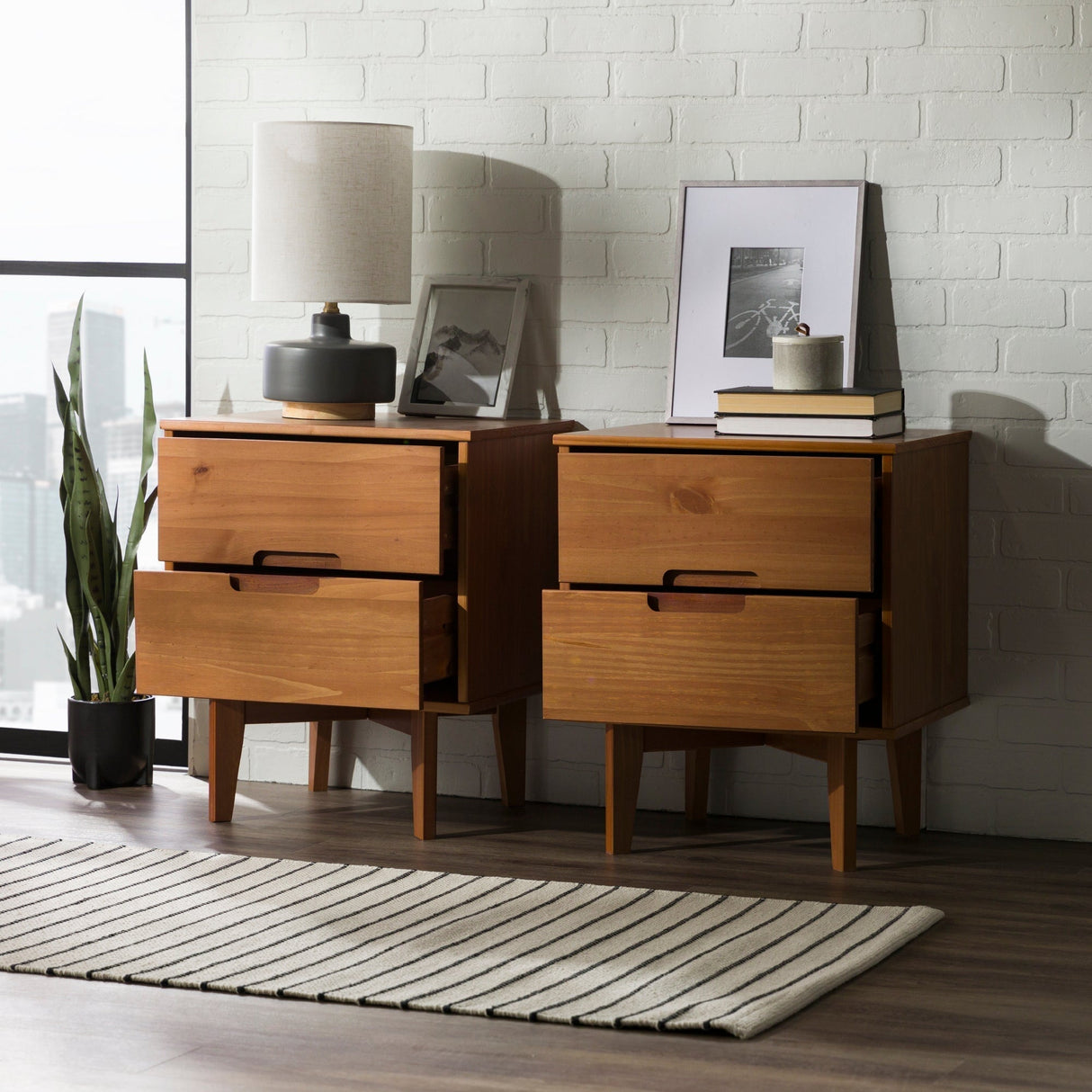 Sloane Mid Century Modern Solid Wood Nightstand-Bedroom-Parc Decor