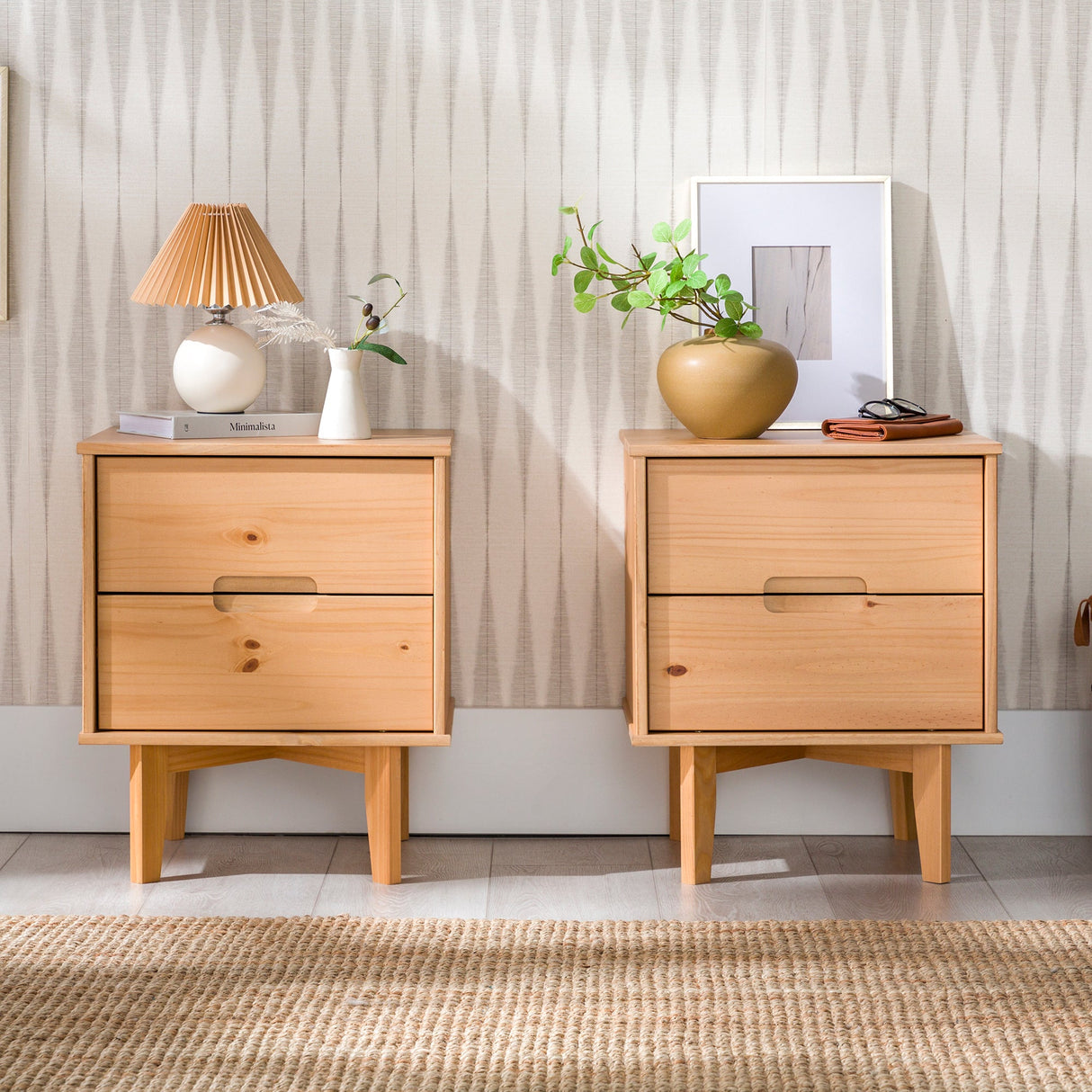 Sloane Mid Century Modern Solid Wood Nightstand-Bedroom-Parc Decor