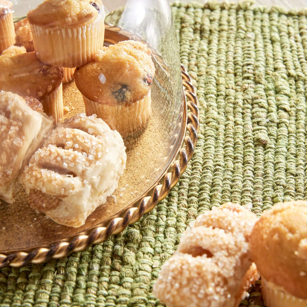 Small Vintage Glass Cloche with Gold Braided Tray-Cloche-Parc Decor