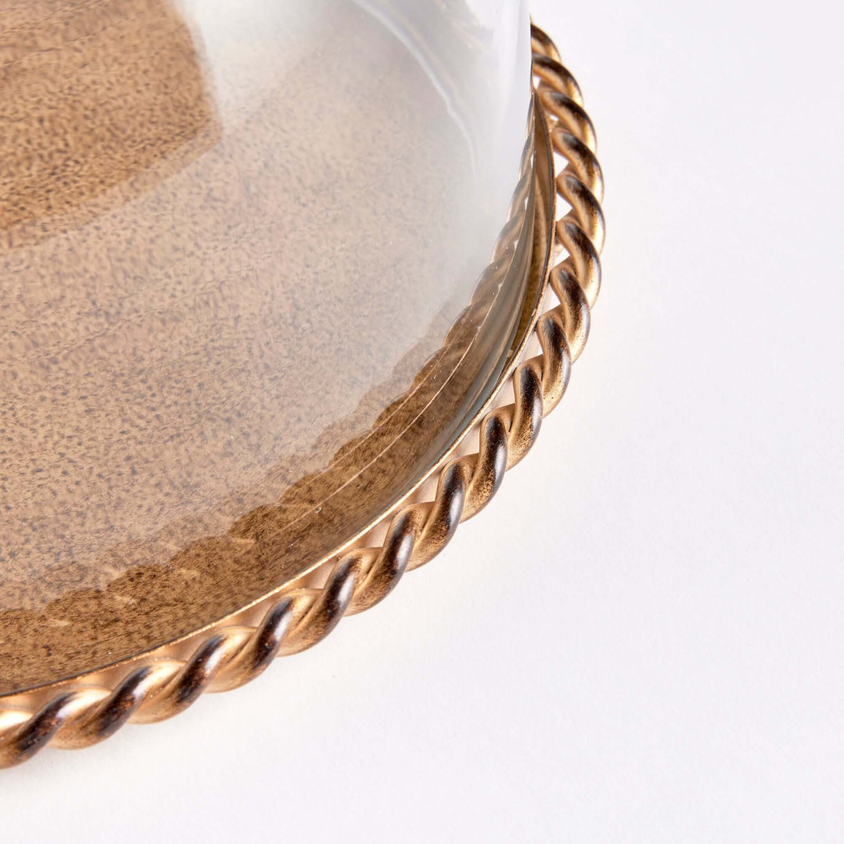 Small Vintage Glass Cloche with Gold Braided Tray-Cloche-Parc Decor