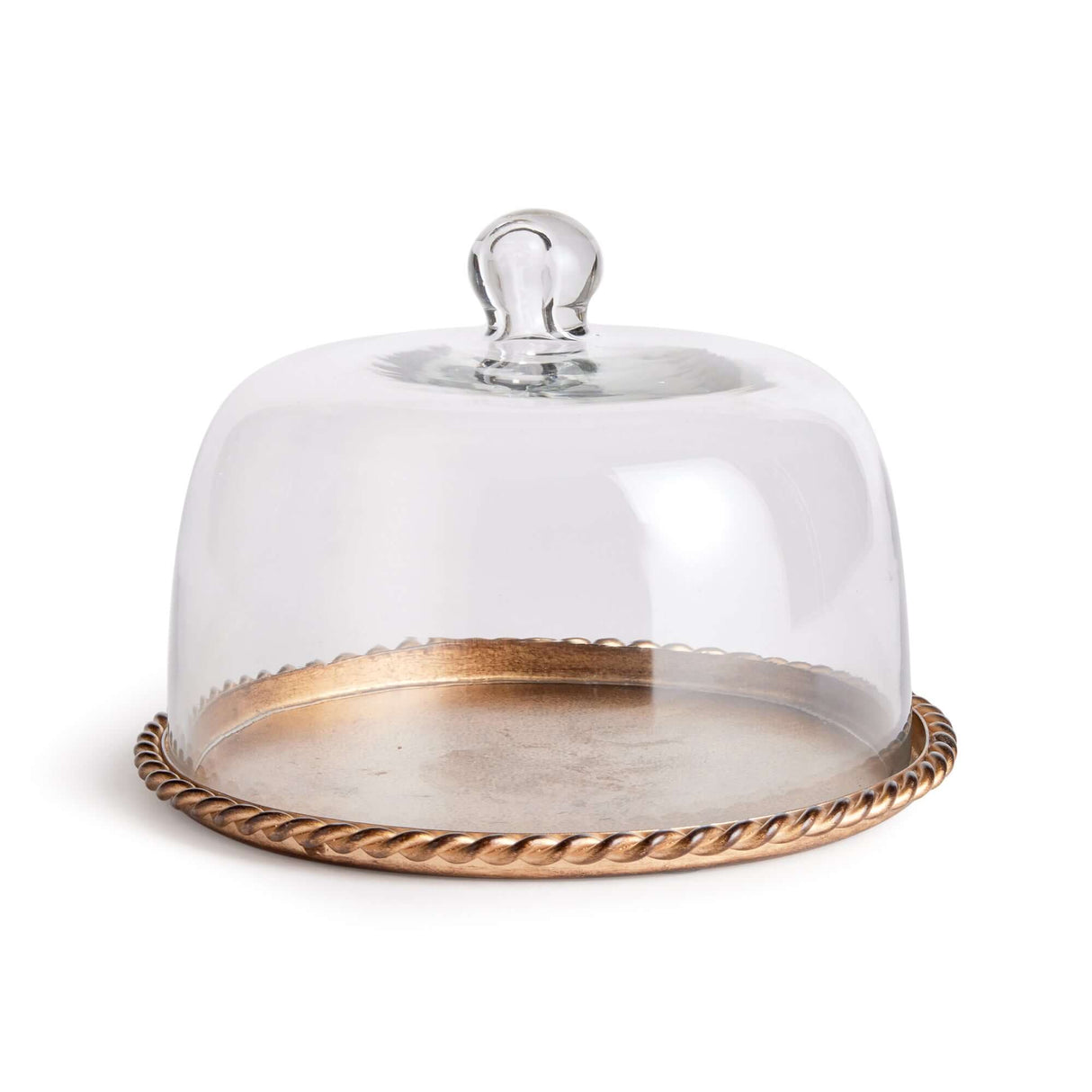 Small Vintage Glass Cloche with Gold Braided Tray-Cloche-Parc Decor