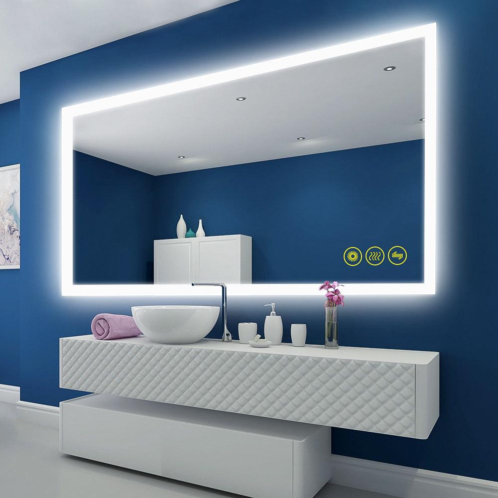 SmartGlow Dimmable LED Frameless Anti-Fog Bathroom Vanity Mirror-镜子-Parc Decor