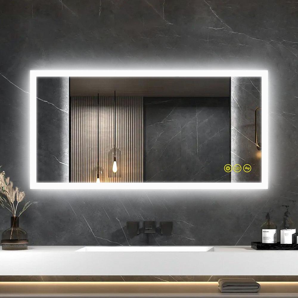 SmartGlow Dimmable LED Frameless Anti-Fog Bathroom Vanity Mirror-镜子-Parc Decor