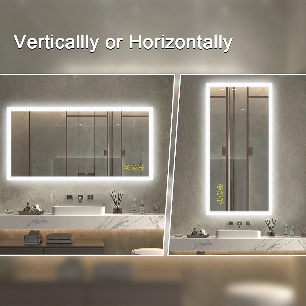 SmartGlow Dimmable LED Frameless Anti-Fog Bathroom Vanity Mirror-镜子-Parc Decor