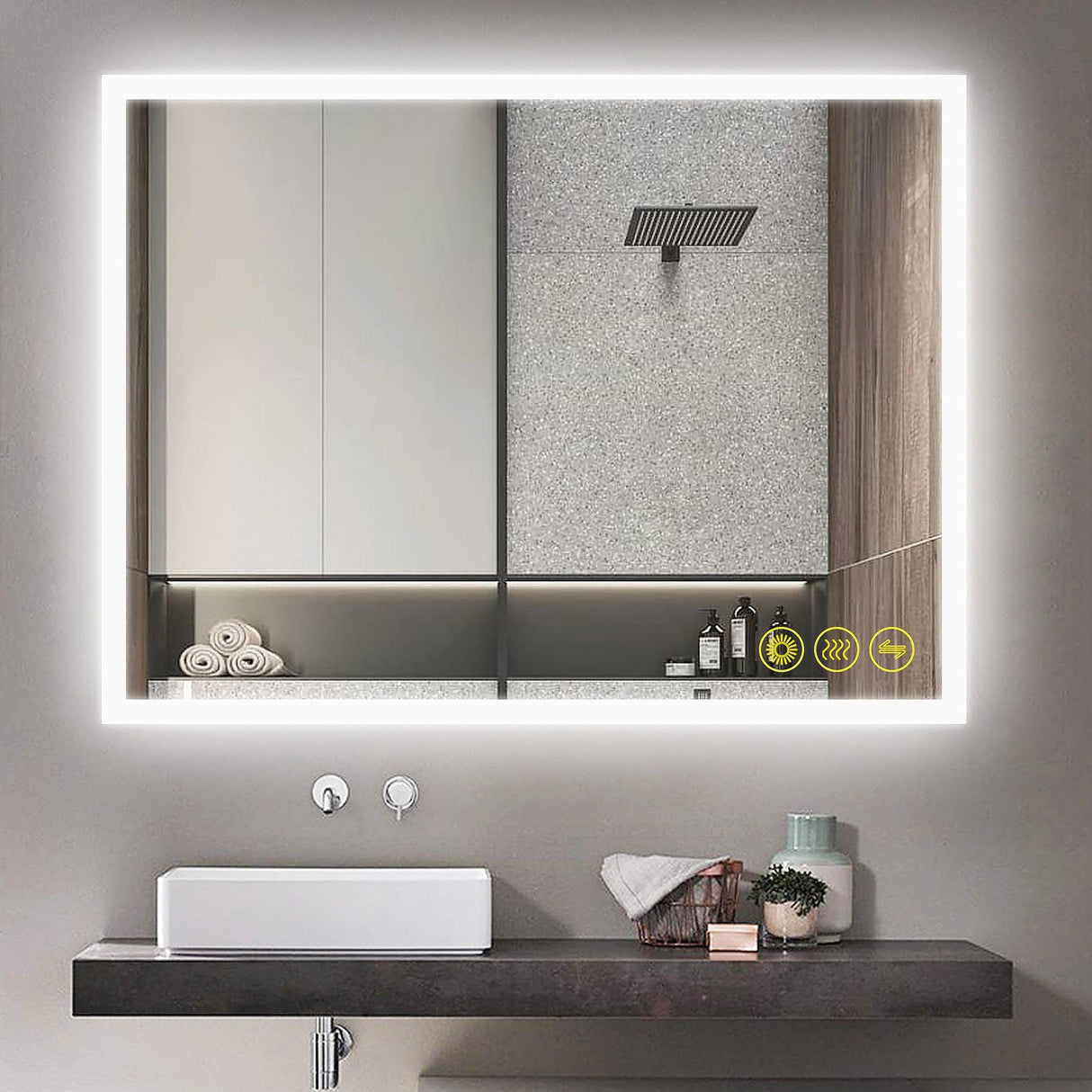 SmartGlow Dimmable LED Frameless Anti-Fog Bathroom Vanity Mirror-镜子-Parc Decor