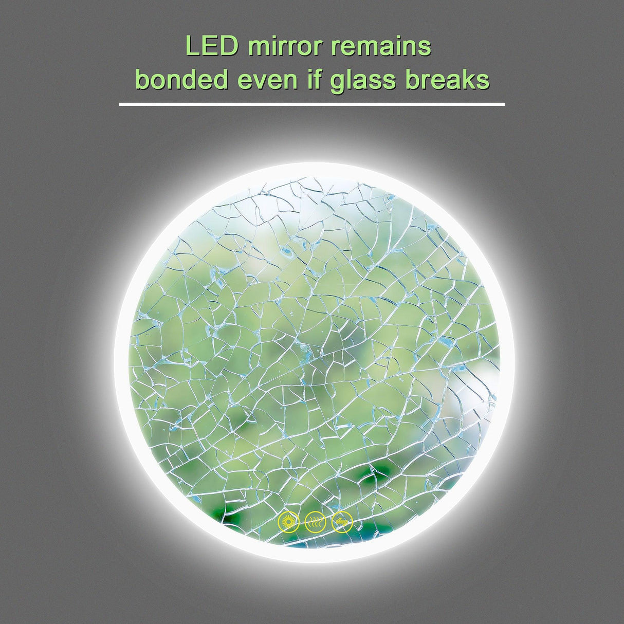 SmartReflect Modern Round LED Dimmable Anti-Fog Frameless Bathroom Vanity Mirror-镜子-Parc Decor