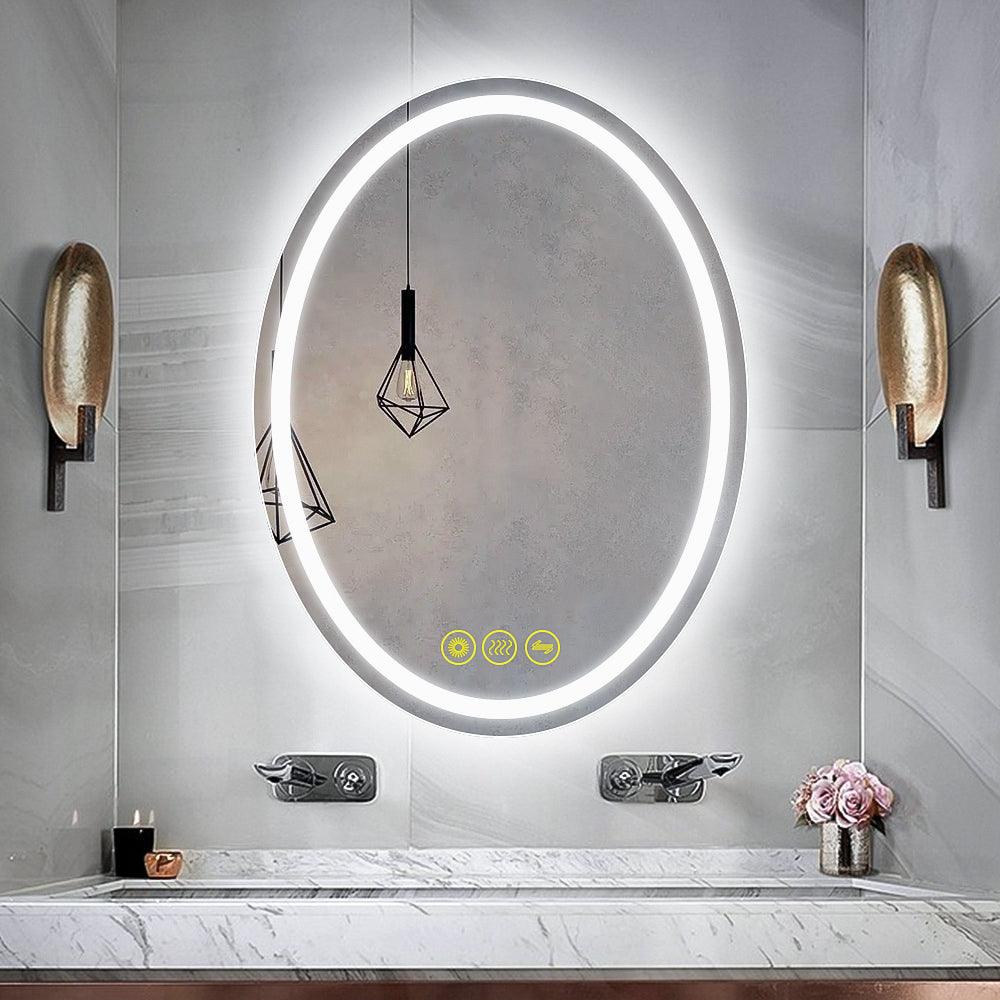 SmartReflex Oval LED Mirror Backlit 3000K-6400K Frameless Anti-Fog Dimmable Bathroom/Vanity Mirror-镜子-Parc Decor