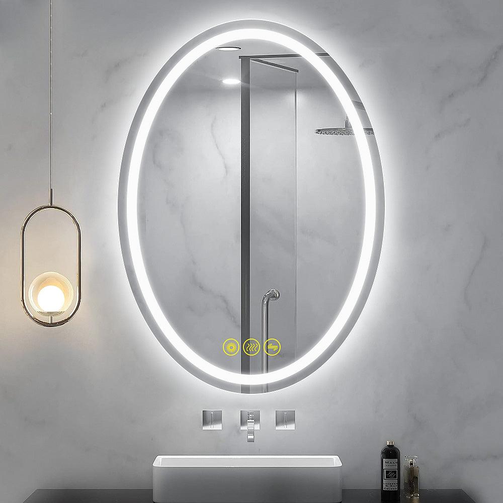 SmartReflex Oval LED Mirror Backlit 3000K-6400K Frameless Anti-Fog Dimmable Bathroom/Vanity Mirror-镜子-Parc Decor