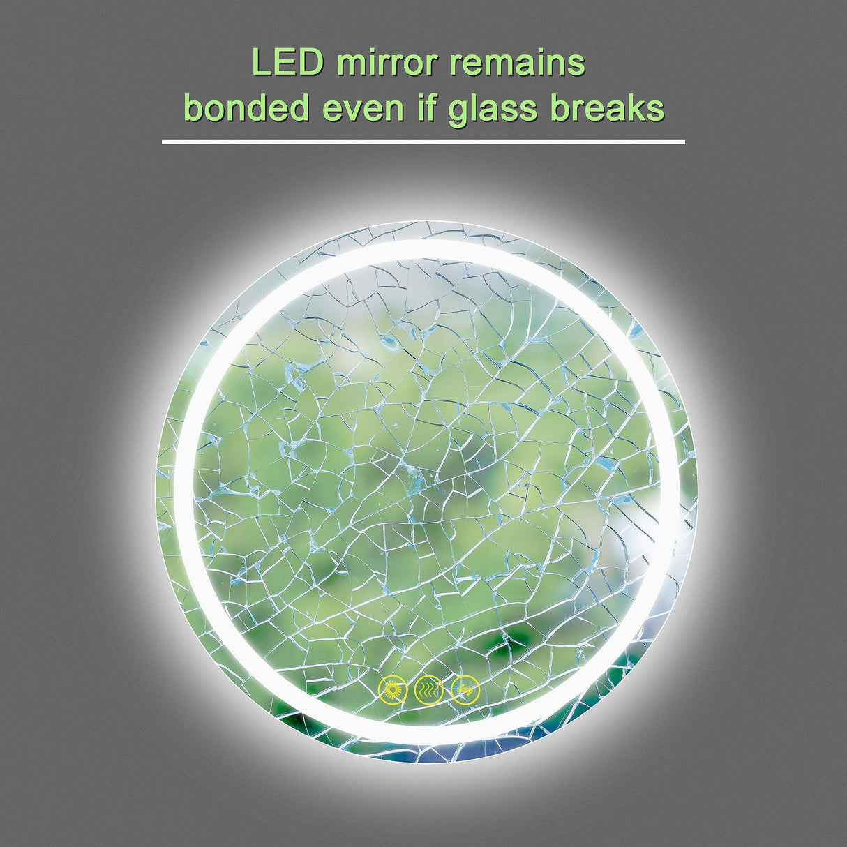 SmartShine Contemporary LED Dimmable Round Anti-Fog Backlit Bathroom Vanity Mirror-镜子-Parc Decor