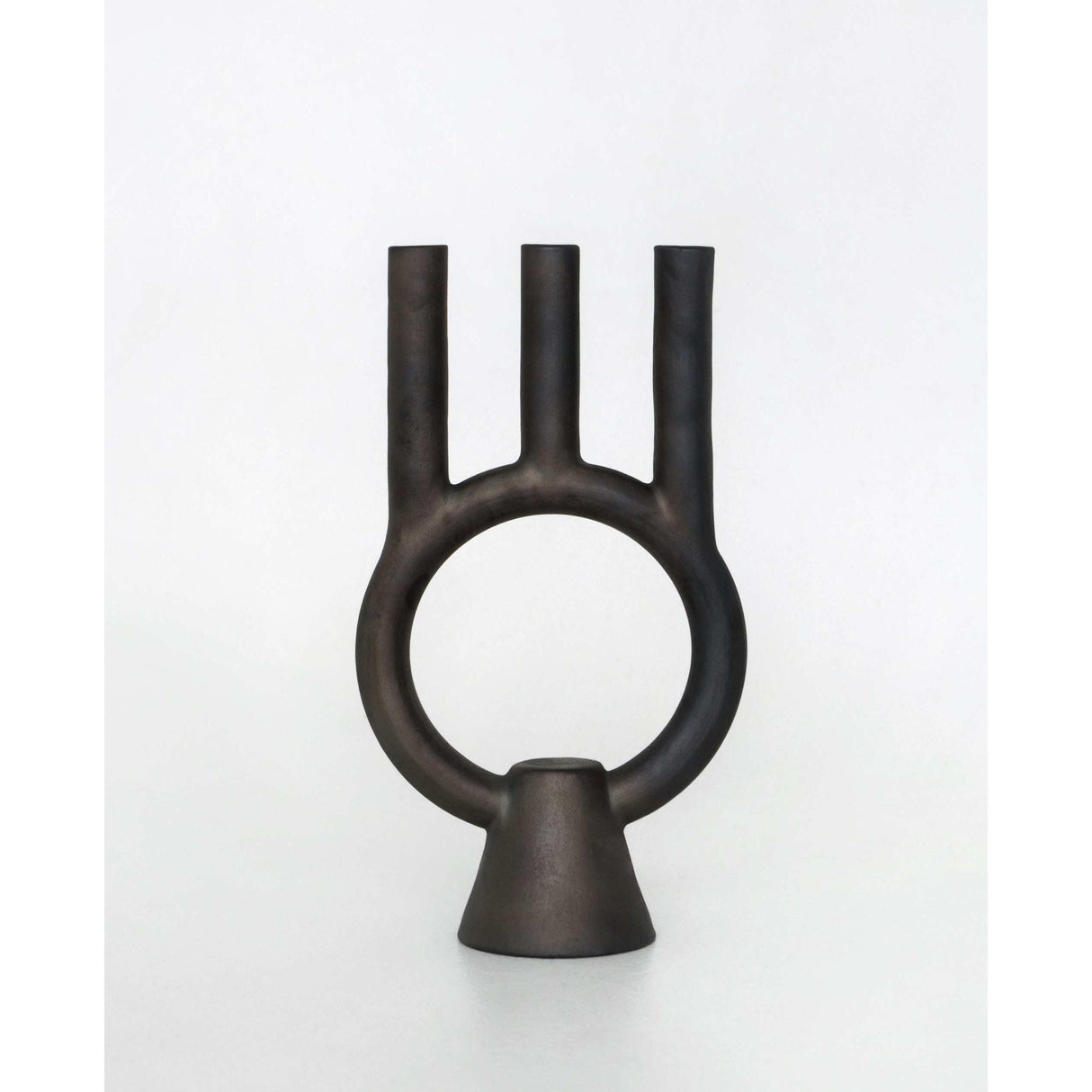 Smoke-Fired Ceramic Black Candle Holder Shadows.