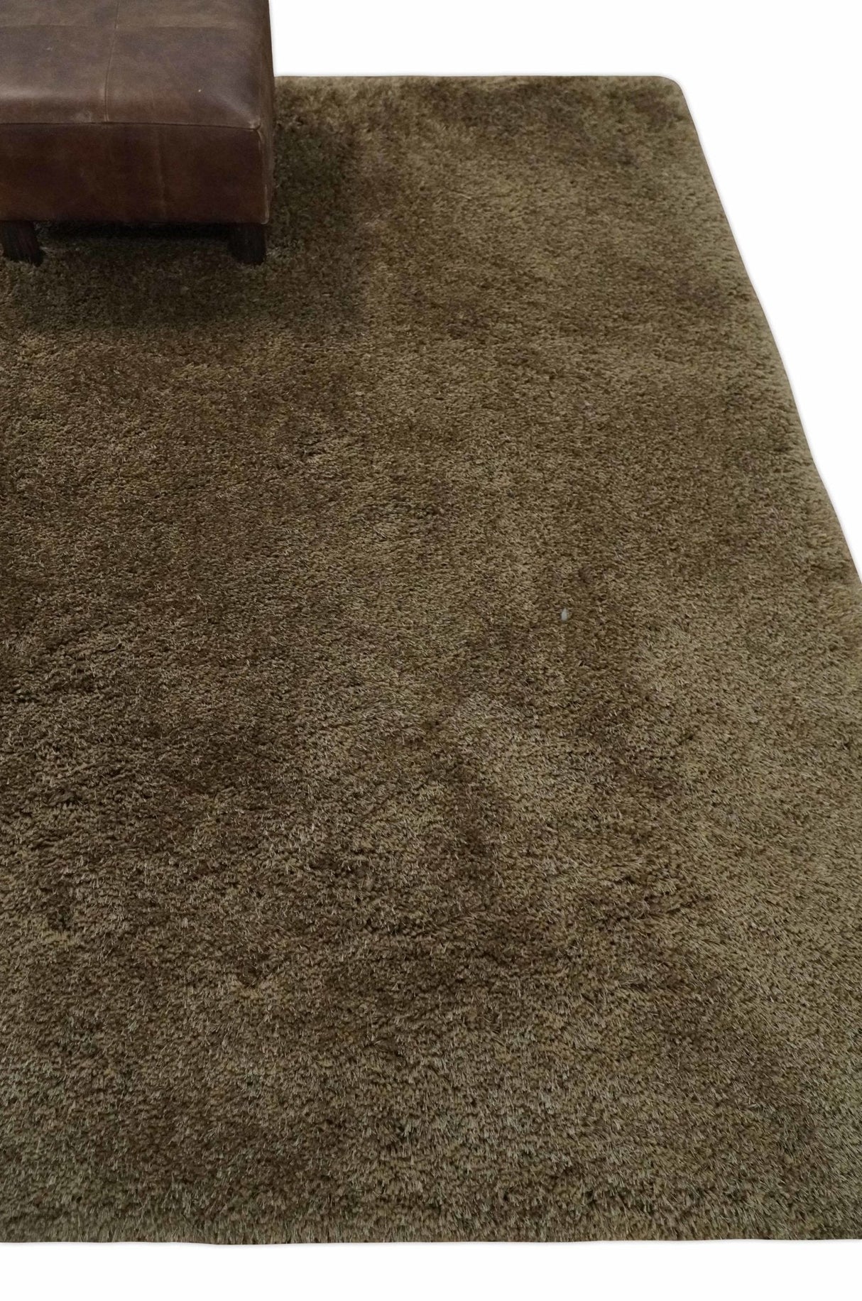 Solid 3x5, 4X6 and 5x7 Hand Woven Shag Brown Soft Viscose Area Rug
