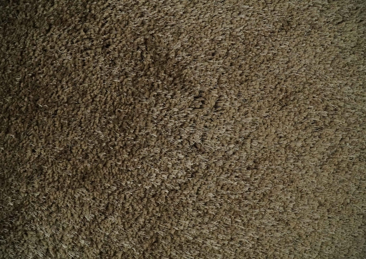 Solid 3x5, 4X6 and 5x7 Hand Woven Shag Brown Soft Viscose Area Rug