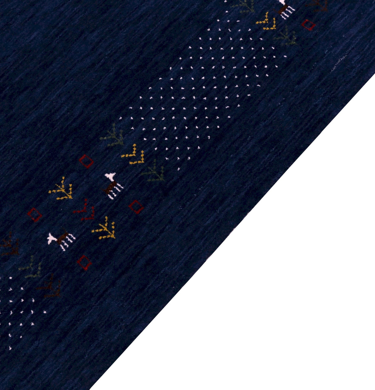 Solid Blue Border Patterns Hand Loomed Wool Area Rug
