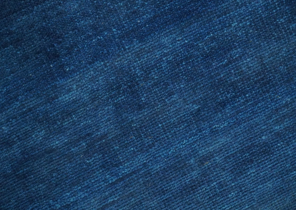 Solid Blue Hand knotted Contemporary 8x10 wool Area Rug