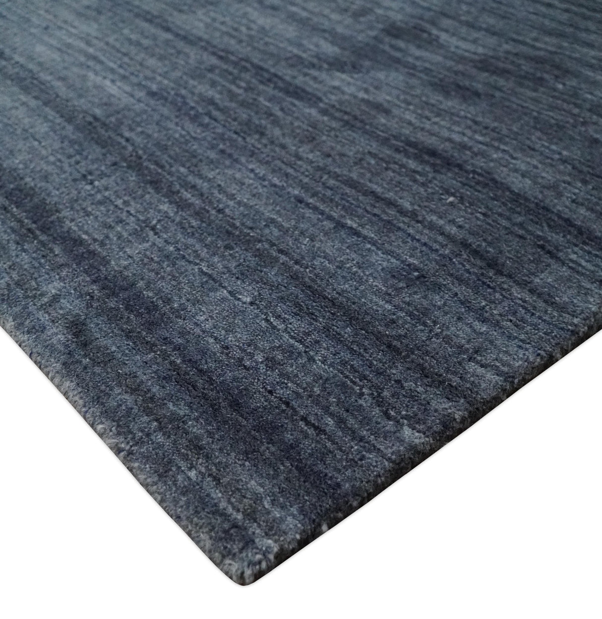 Solid Blue Scandinavian 5x7 Blended Bamboo Silk Flatwoven Area Rug, Dinning, Kids Rug | HL42-Area Rug-Parc Decor