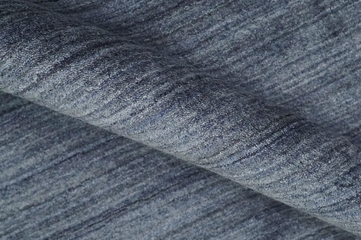 Solid Blue Scandinavian 5x7 Blended Bamboo Silk Flatwoven Area Rug, Dinning, Kids Rug | HL42-Area Rug-Parc Decor