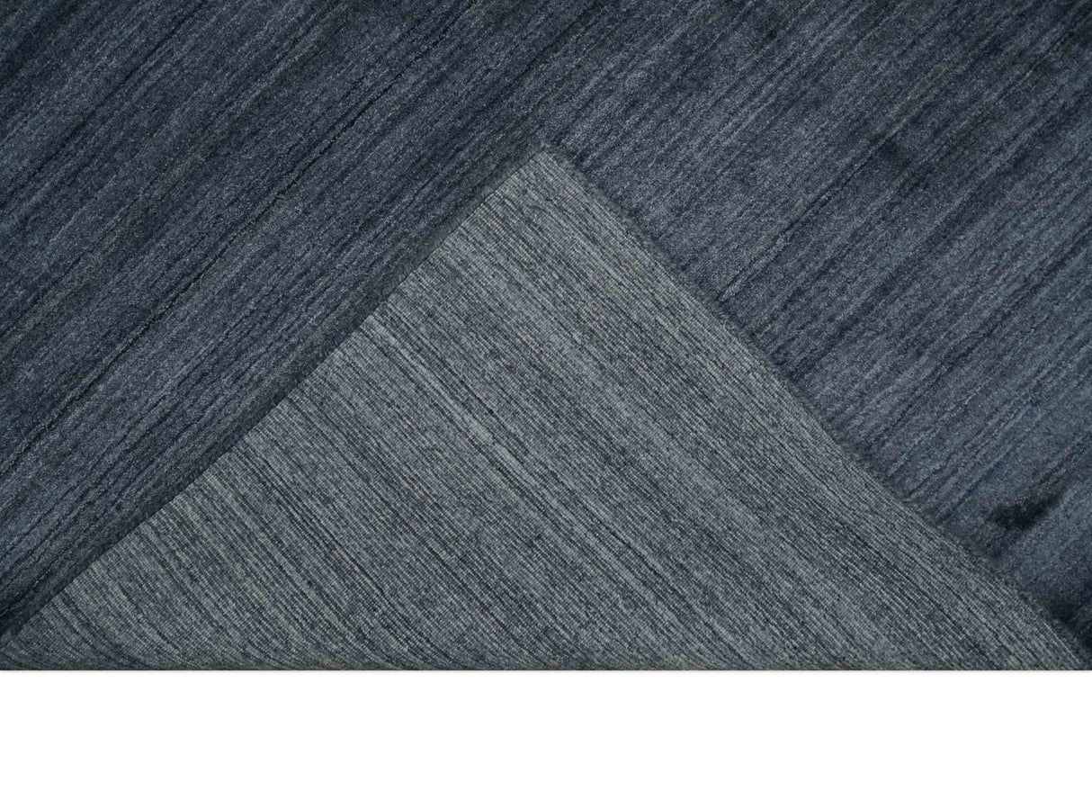 Solid Blue Scandinavian 5x7 Blended Bamboo Silk Flatwoven Area Rug, Dinning, Kids Rug | HL42-Area Rug-Parc Decor