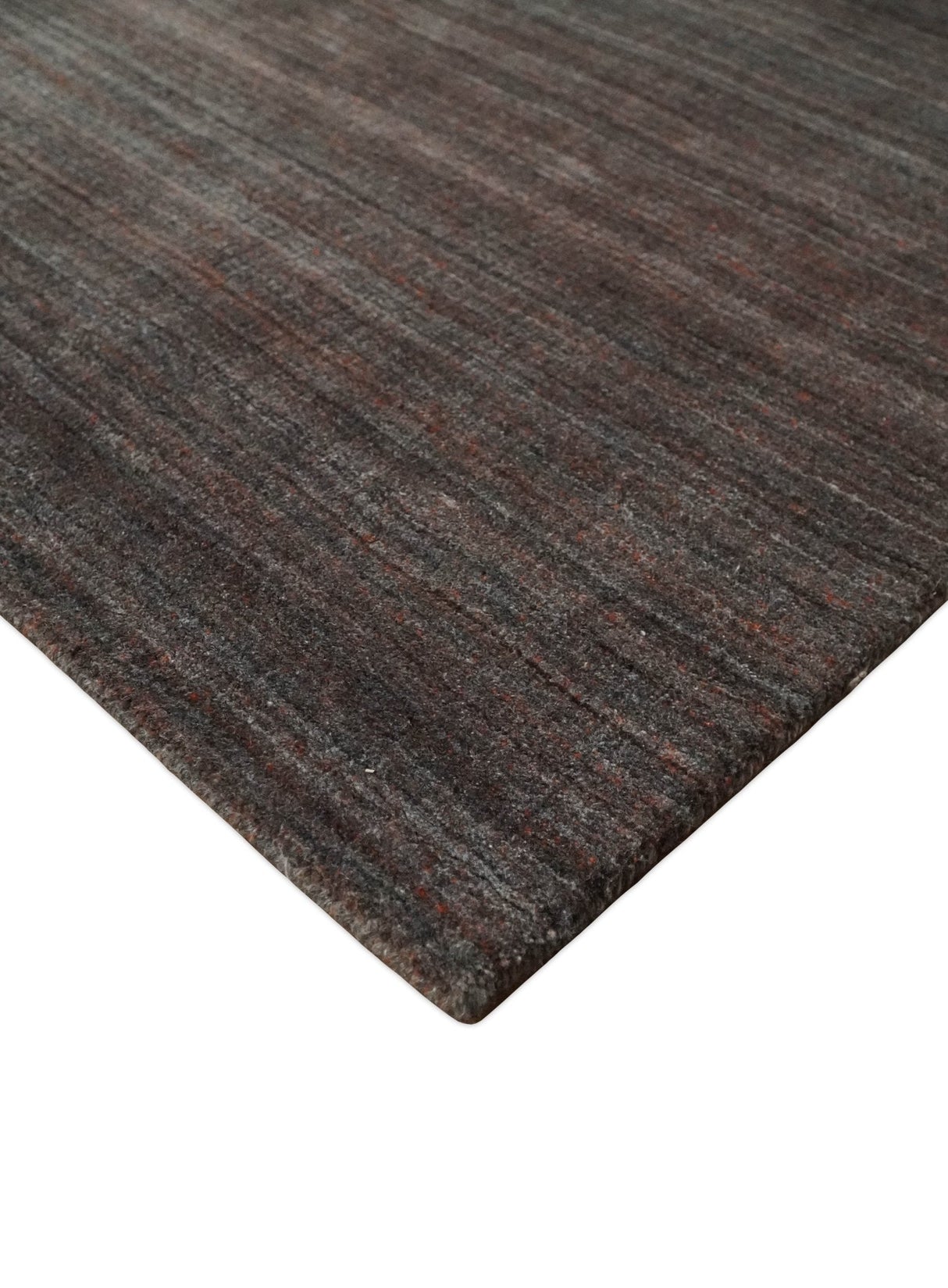 Solid Brown Scandinavian 5x7 Blended Wool Flatwoven Area Rug, Dinning, Kids Rug | HL17-Area Rug-Parc Decor