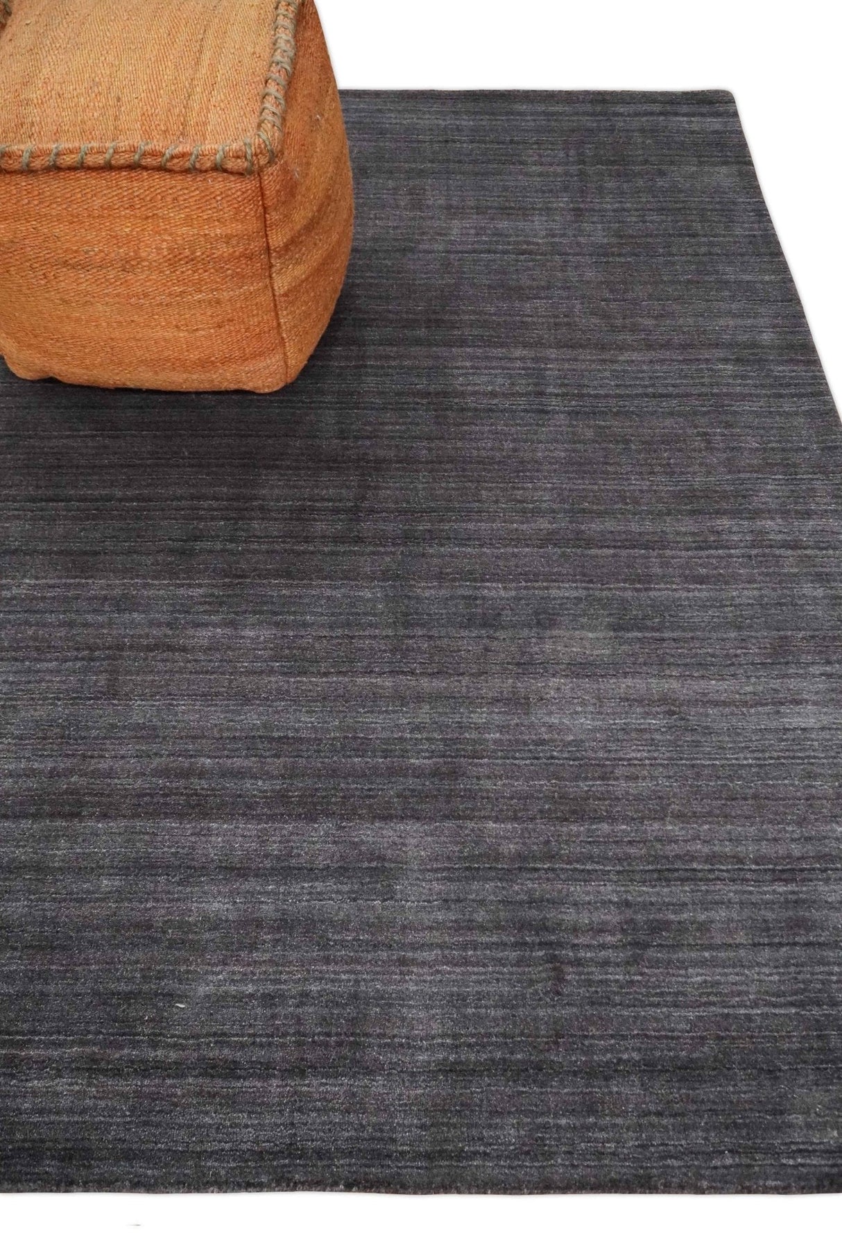 Solid Charcoal Scandinavian 5x7 Blended Wool Flatwoven Area Rug