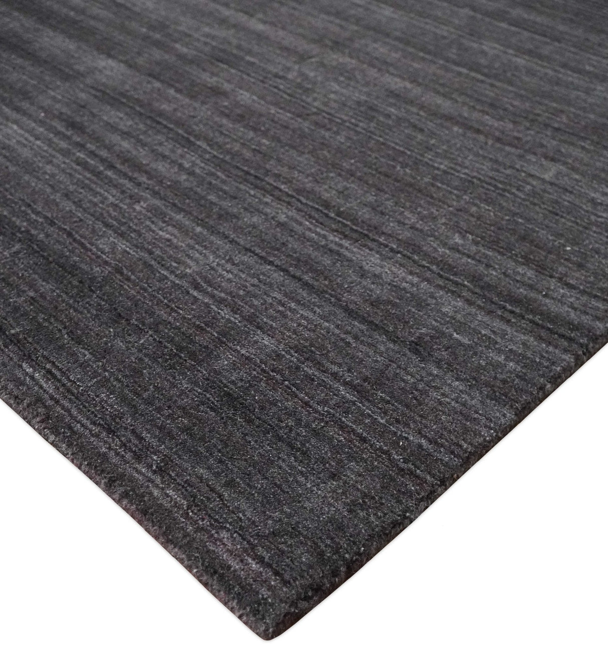 Solid Charcoal Scandinavian 5x7 Blended Wool Flatwoven Area Rug, Dinning, Kids Rug | HL14-Area Rug-Parc Decor
