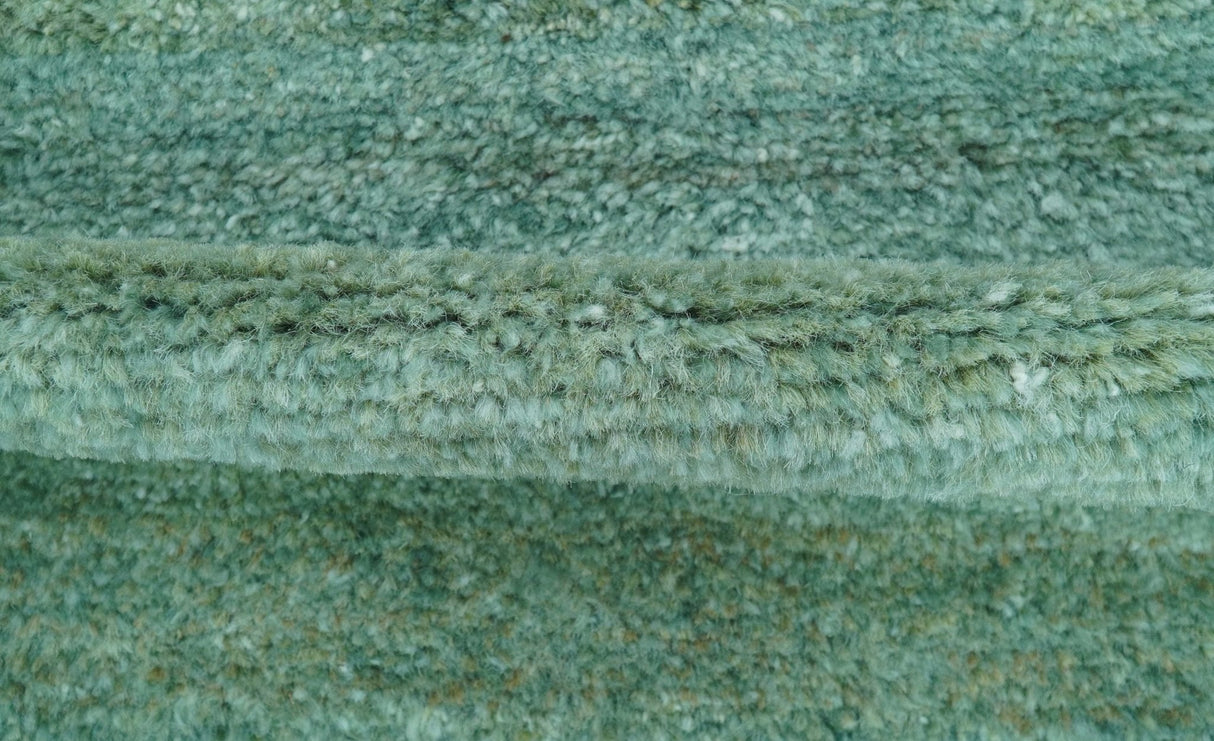 Solid Green Hand knotted Contemporary Custom Made wool Area Rug