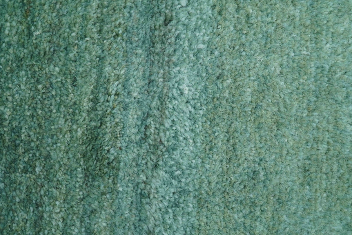 Solid Green Hand knotted Contemporary Custom Made wool Area Rug