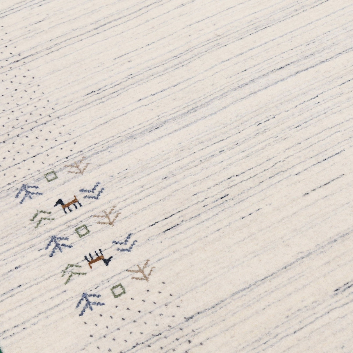 Solid Ivory Border Patterns Hand Loomed Wool Area Rug