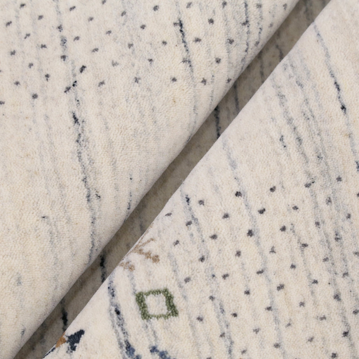 Solid Ivory Border Patterns Hand Loomed Wool Area Rug