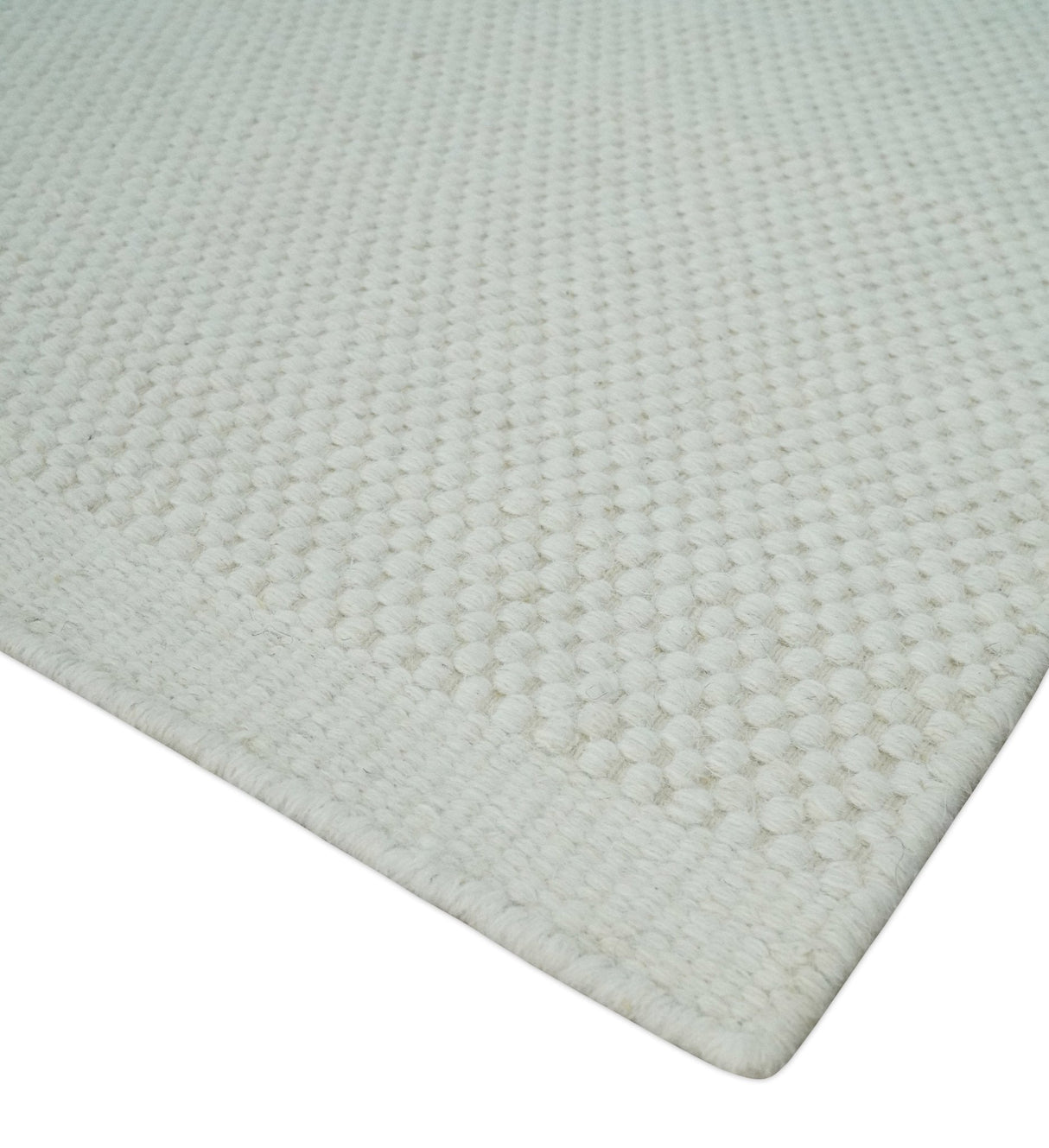 Solid Ivory White Hand made Dari Multi size 5x8, 5x7 and 8x11 Area Rug, Layering, Kids Rug | SOL7