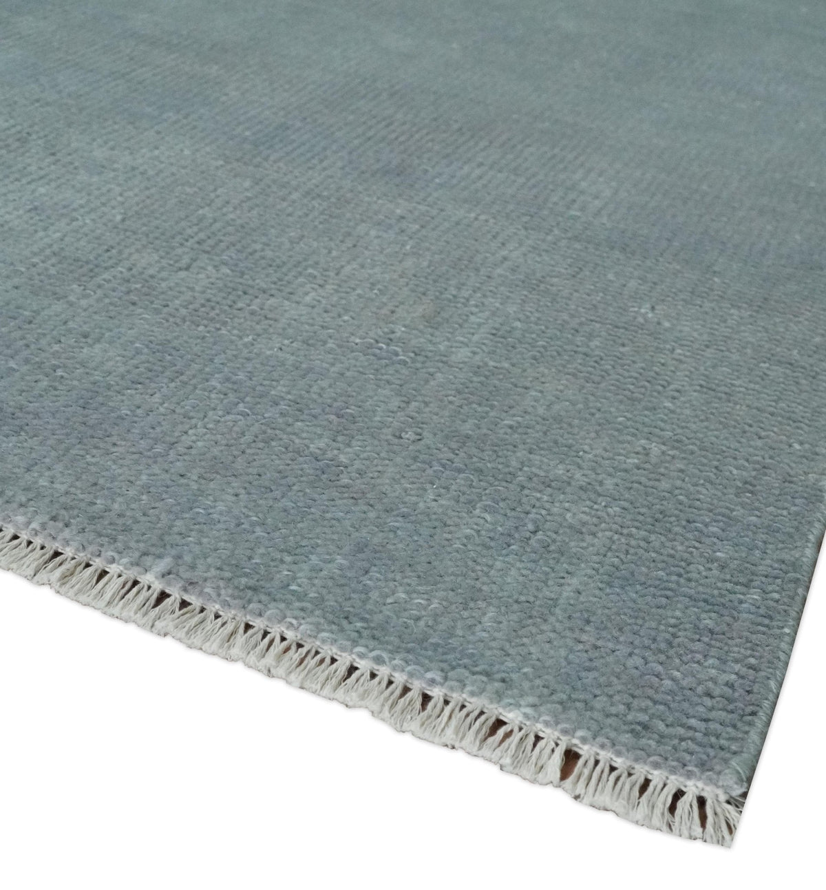 Solid Plain Gray Hand knotted Modern look 8x10 wool Area Rug