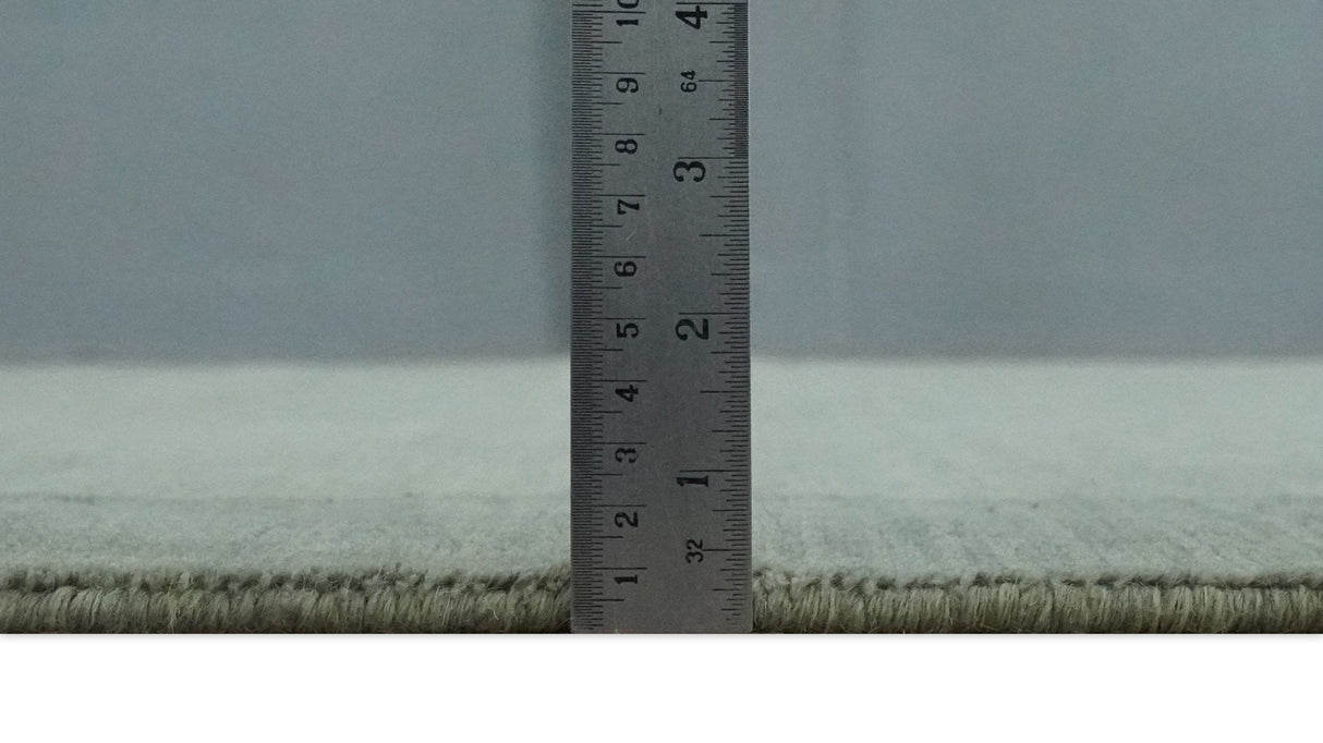 Solid Plain Ivory and Charcoal 5.6x8 wool and Art Silk Area Rug-Area Rug-Parc Decor