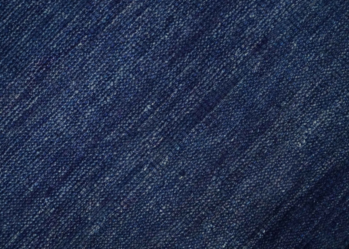 Solid Plane Navy Blue Hand knotted Modern 8x10 wool Area Rug