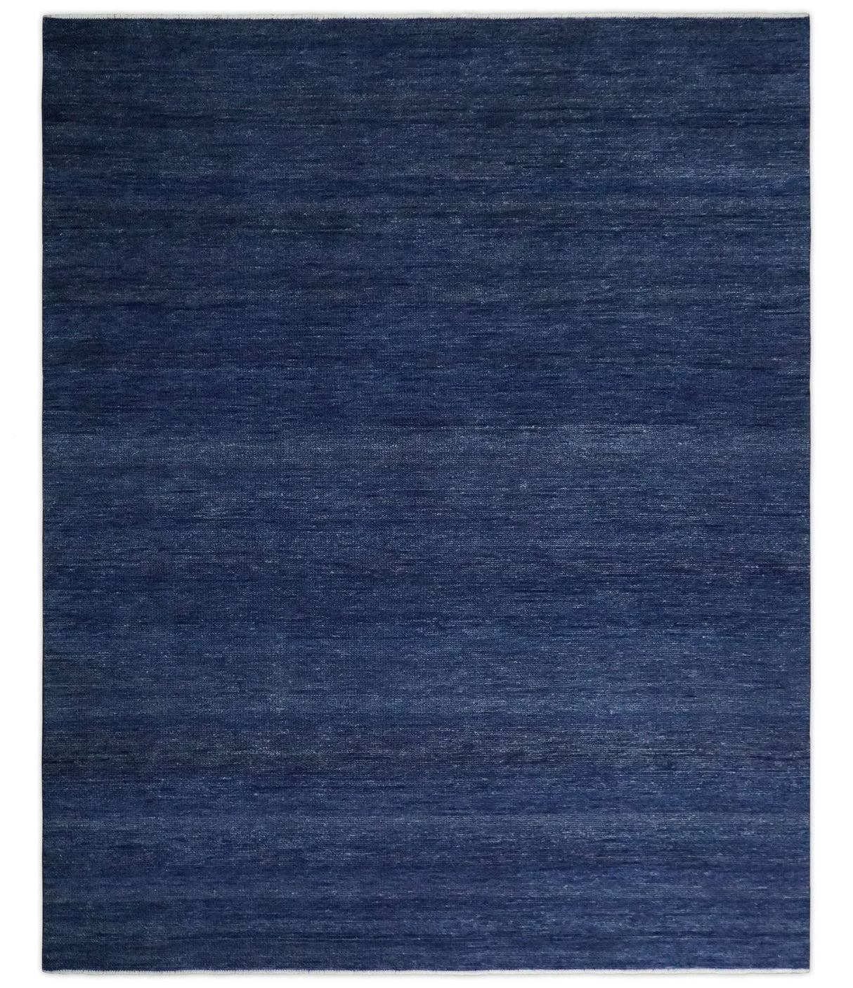 Solid Plane Navy Blue Hand knotted Modern 8x10 wool Area Rug