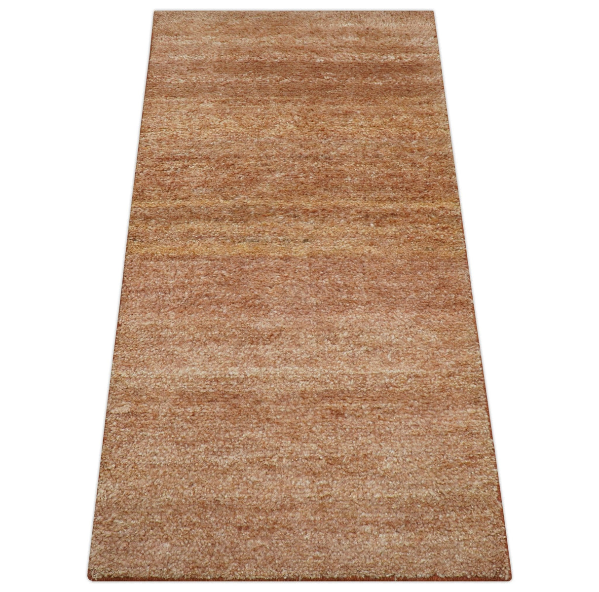 Solid Rust Hand knotted Contemporary Custom Made wool Area Rug