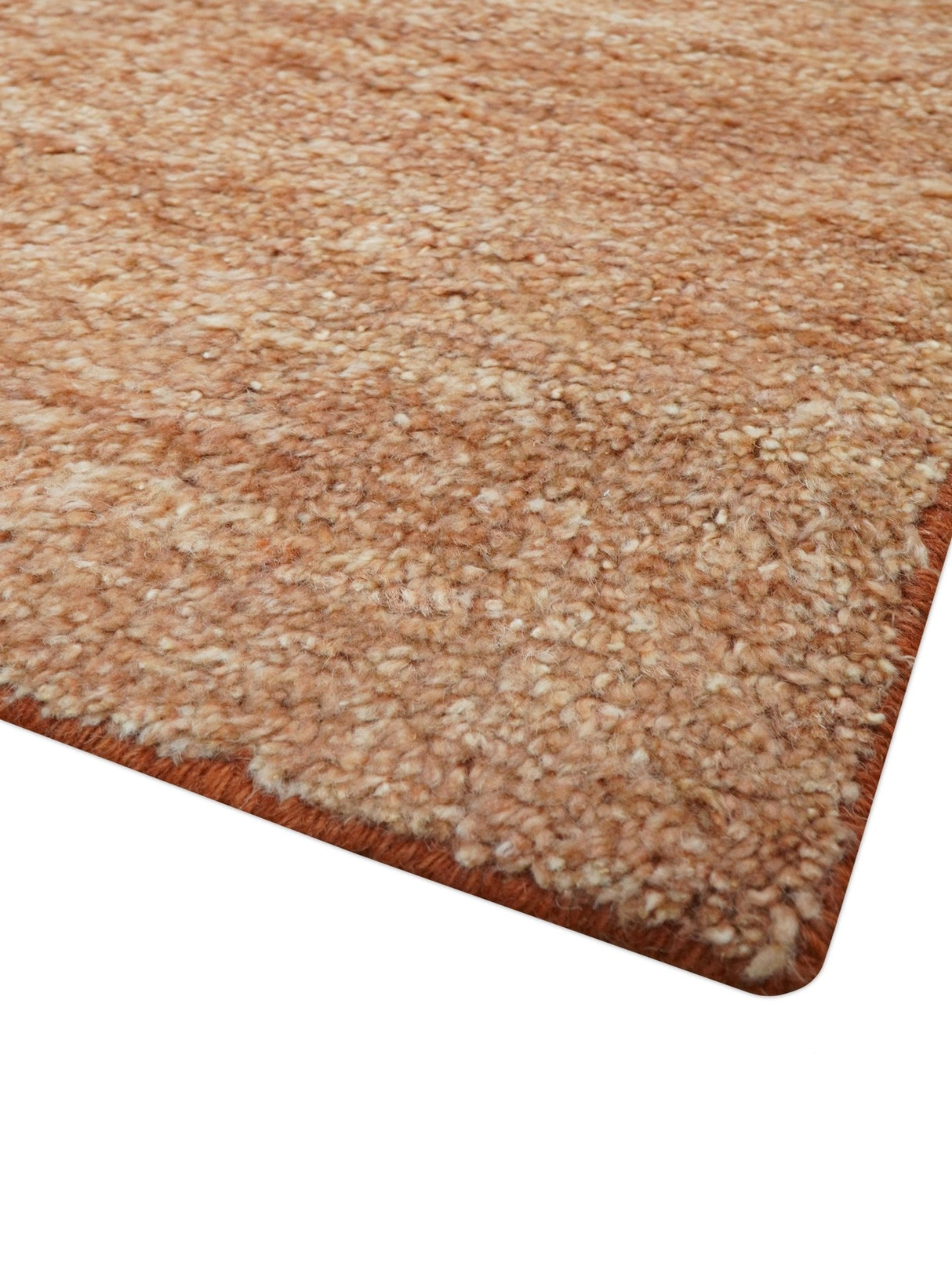 Solid Rust Hand knotted Contemporary Custom Made wool Area Rug