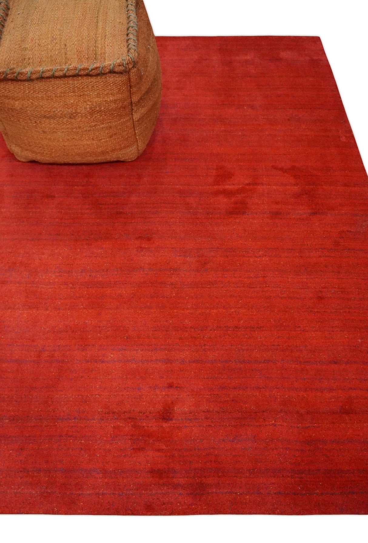 Solid Rust Scandinavian 5x7 Blended Wool Flatwoven Area Rug, Dinning, Kids Rug | HL15-Area Rug-Parc Decor