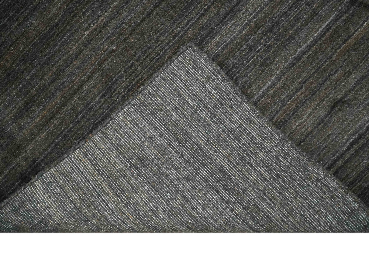 Solid Shaded Charcoal 5x7 Blended Wool Hand Woven Area Rug