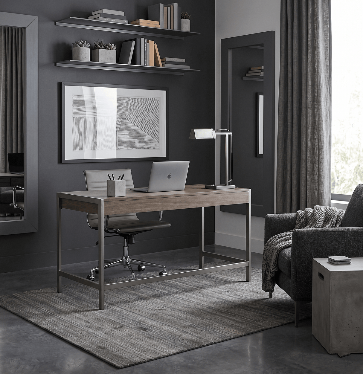 Solid Shaded Charcoal 5x7 Blended Wool Hand Woven Area Rug