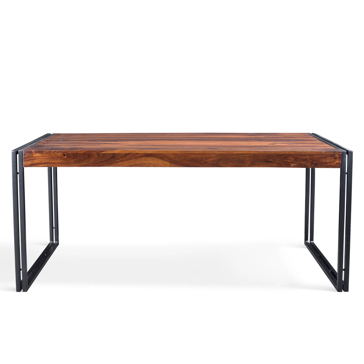 Solid Sheesham Wood Dining Table with Metal Legs-Dining Table-Parc Decor