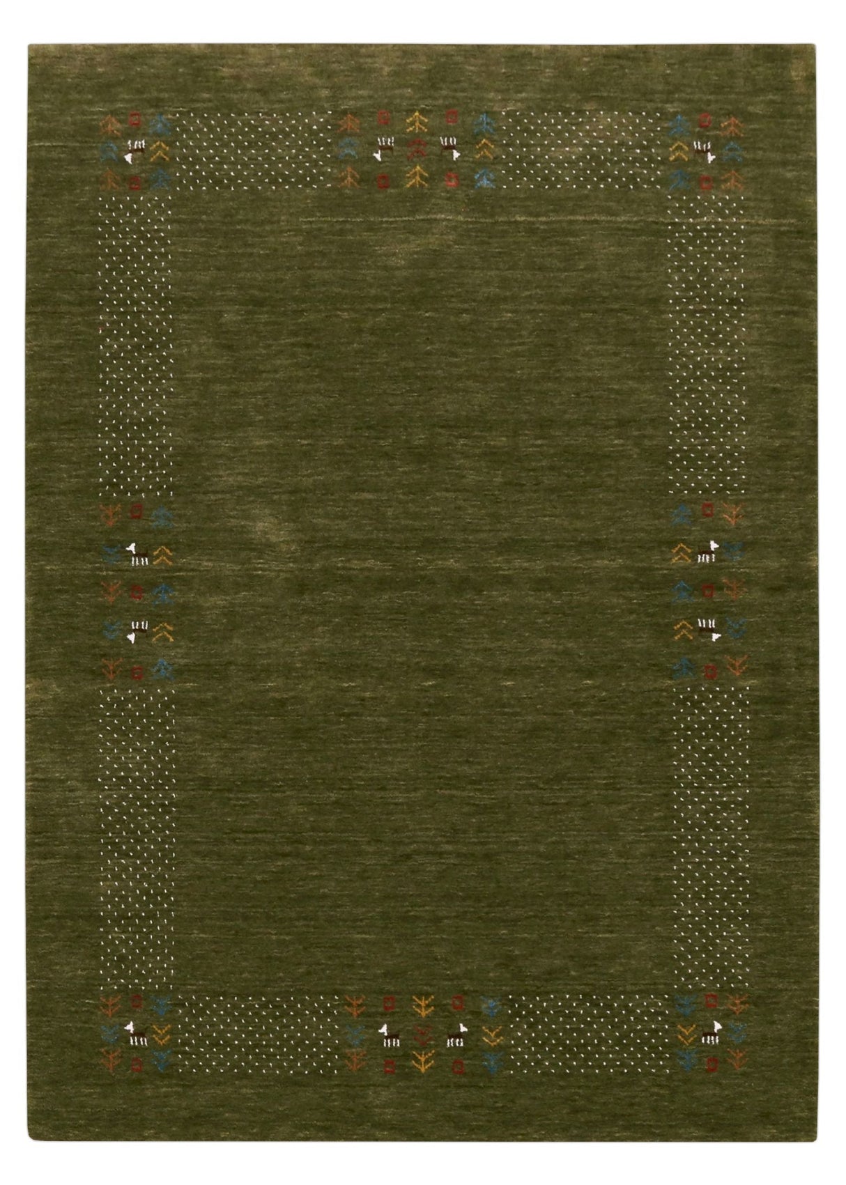 Solid with Border Patterns Hand Loomed Wool Area Rug