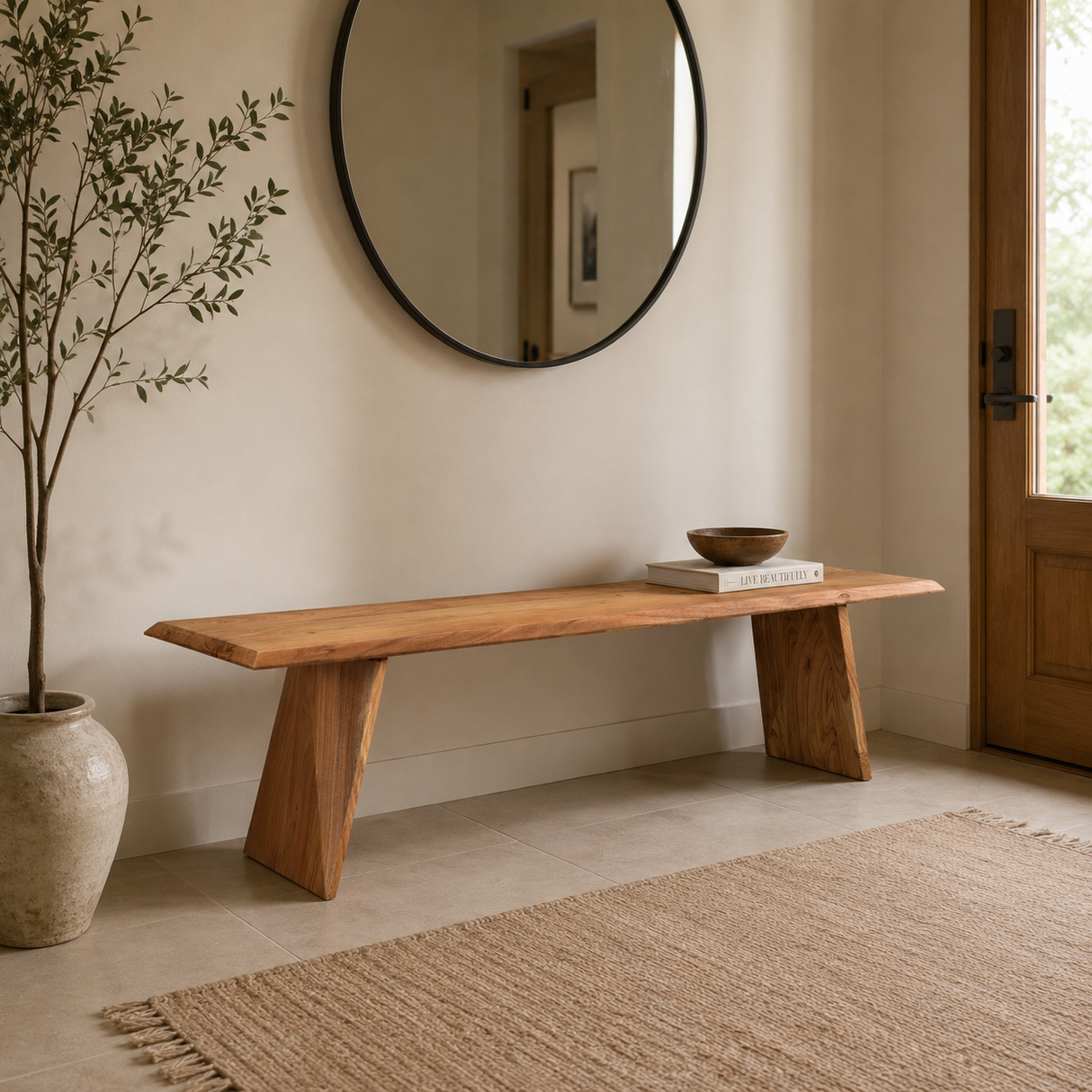Solid Wood Angled leg Bench